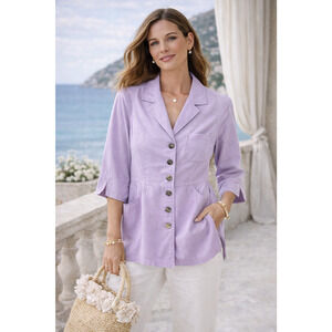 Soft Surroundings Womens Marcie Tencel Top Small Petite Lilac Coastal Feminine